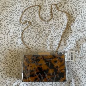 New! Zara Tortoise Acrylic Box Clutch